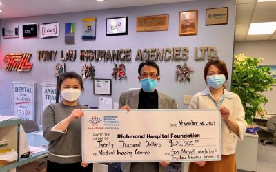 TONY LAU INSURANCE AGENCIES & GORE MUTUAL DONATE $20,000 TO SUPPORT RICHMOND HOSPITAL