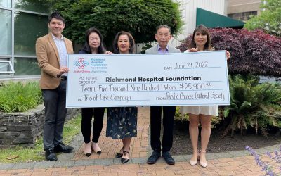 Pacific Chinese Cultural Society Donates $25,000 to Richmond Hospital Foundation’s Trio of Life Campaign